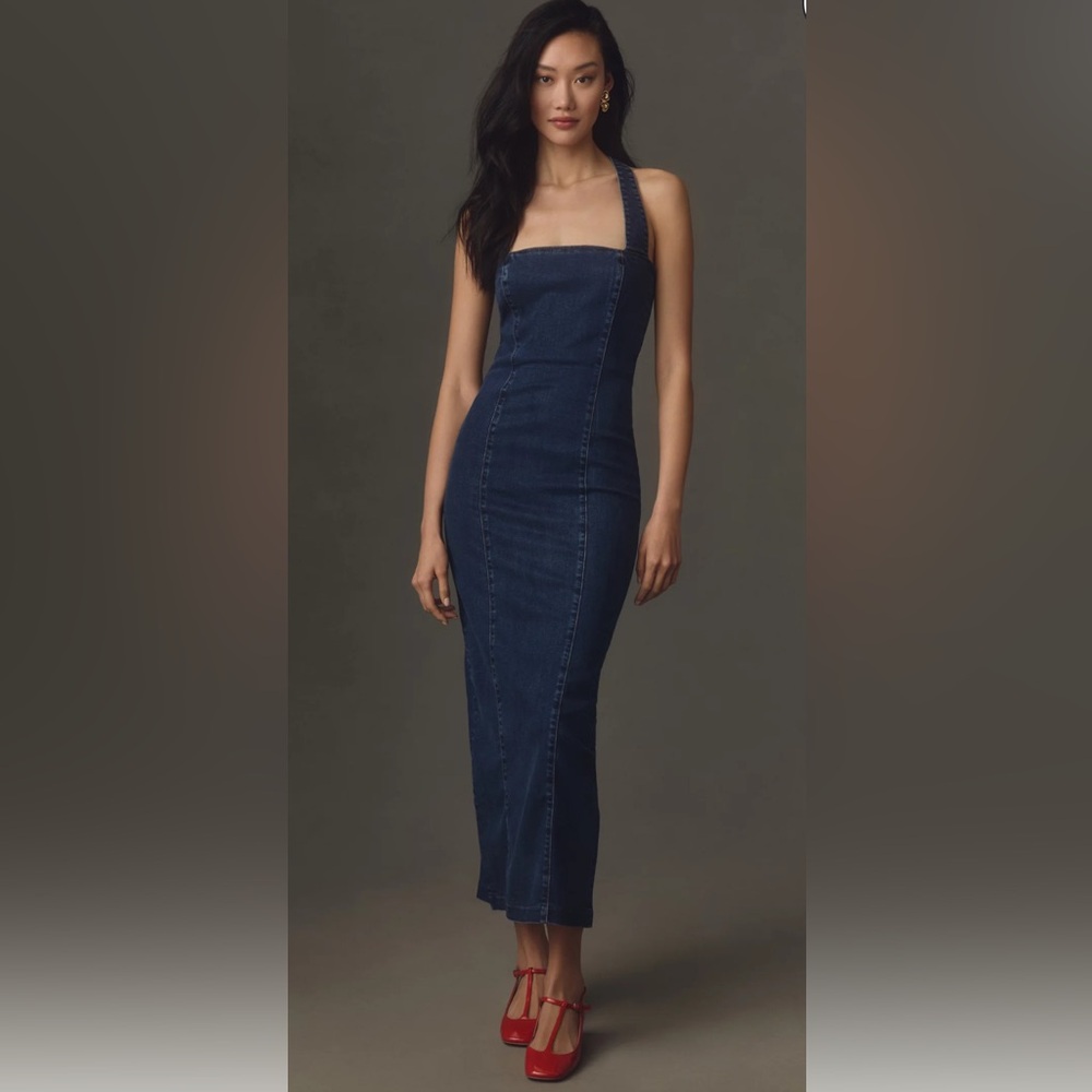 Reformation Evita Denim Midi Dress